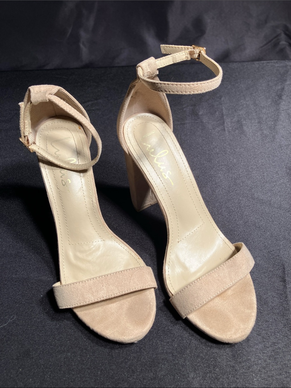 Lulu's Nude/Taupe Ankle-Strap Block Heel Sandals